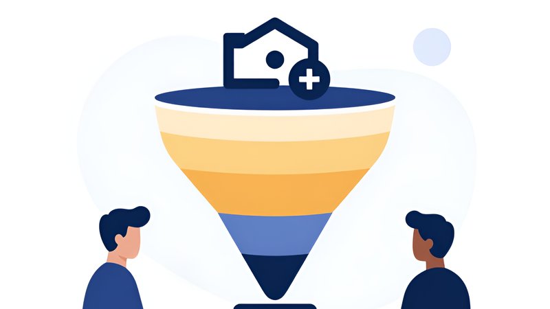 Схематичная иллюстрация воронки продаж элитного жилья для работы с базой HNWIs от Snegiri Media